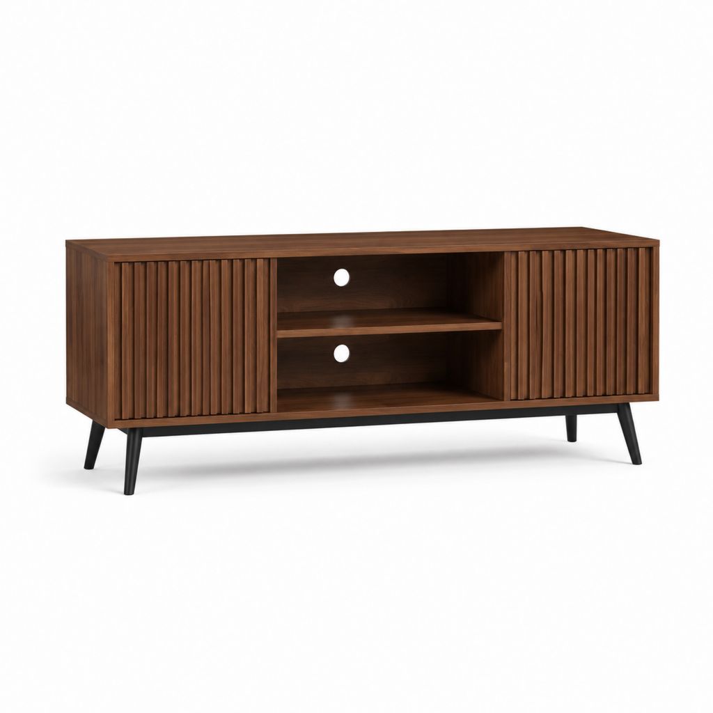 TV Lowboard Walnussbraun aus MDF mit Schiebetüren 160 x 40 x 60 cm