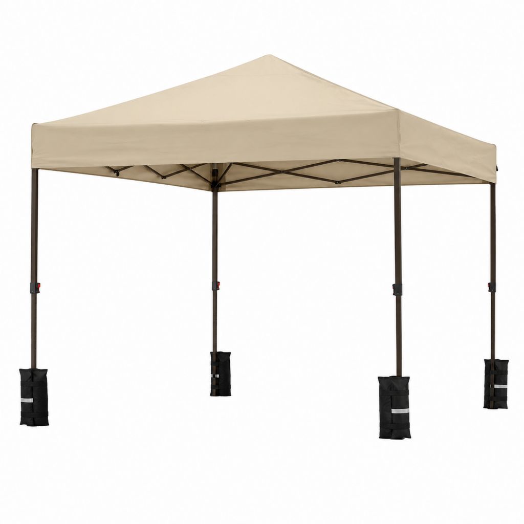 Faltpavillon Beige aus Polyester mit Stahlgestell quadratisch 300 x 300 x 250 cm