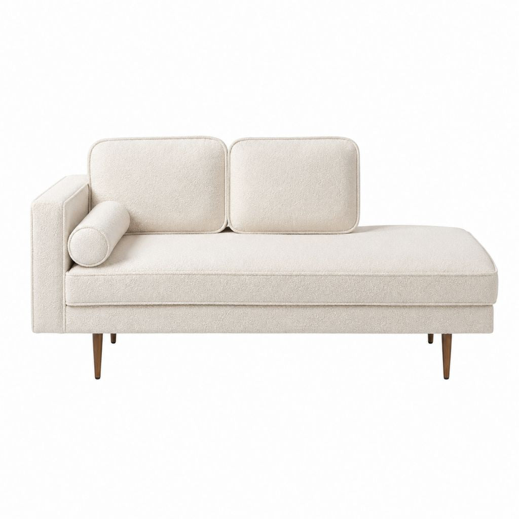 Chaiselongue Creme Polyester Bouclé mit linker Armlehne 170 x 85 x 82 cm