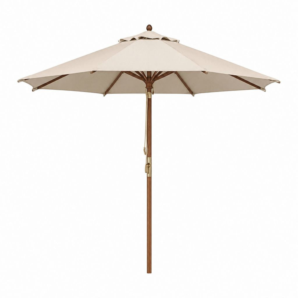 Sonnenschirm Beige Polyester Massivholz achteckig Ø 300 cm Höhe 275 cm