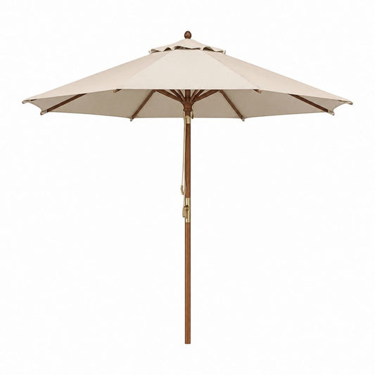 Sonnenschirm Beige Polyester Massivholz achteckig Ø 300 cm Höhe 275 cm