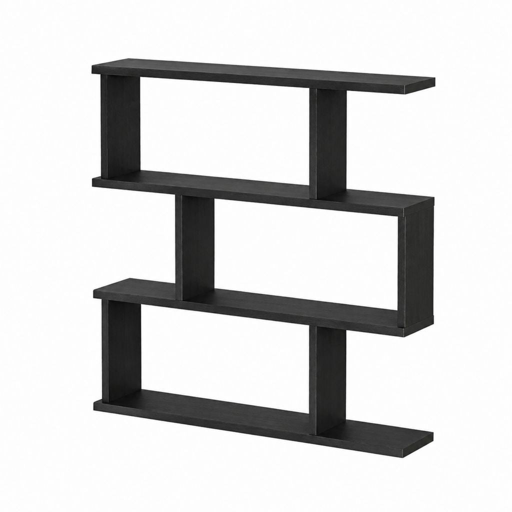 Bodenregal Schwarz aus MDF mit 4 Ablageflächen 80 x 20 x 80 cm