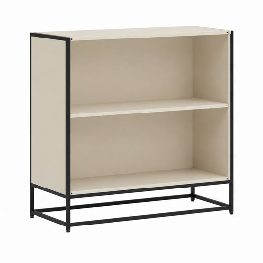 Bücherregal Cremeweiß Schwarz aus melaminbeschichteter Spanplatte und Stahl 80 x 40 x 100 cm