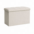 Sitzbank mit Stauraum Creme Bouclé-Polyester rechteckig 76 x 38 x 45 cm