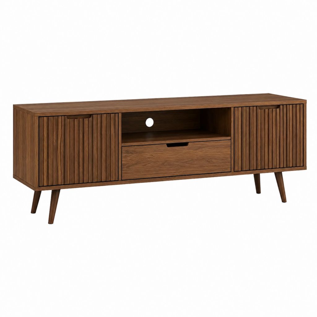 TV-Lowboard Nussbraun MDF Rechteckig mit 2 Türen 1 Schublade 160 x 40 x 60 cm
