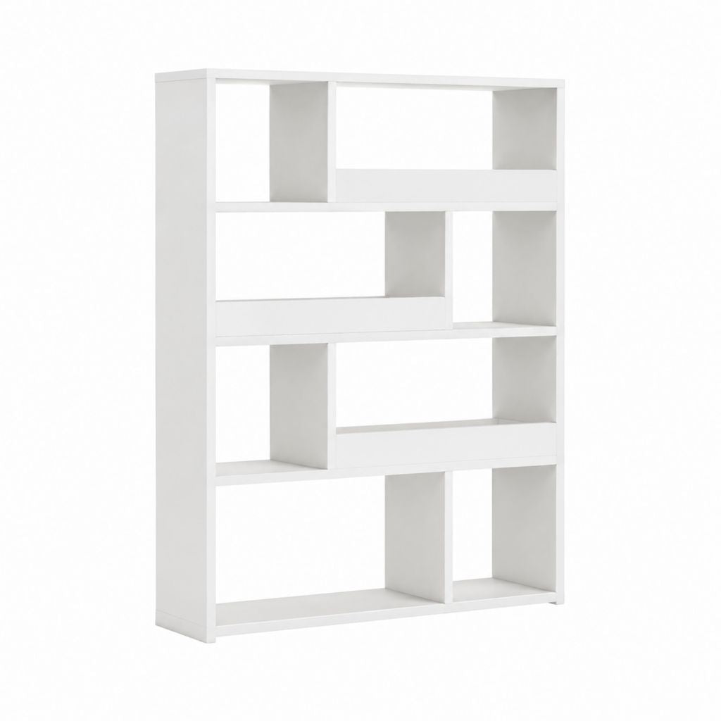 Bücherregal Weiß aus Spanplatte mit 8 offenen Fächern 80 x 24 x 160 cm
