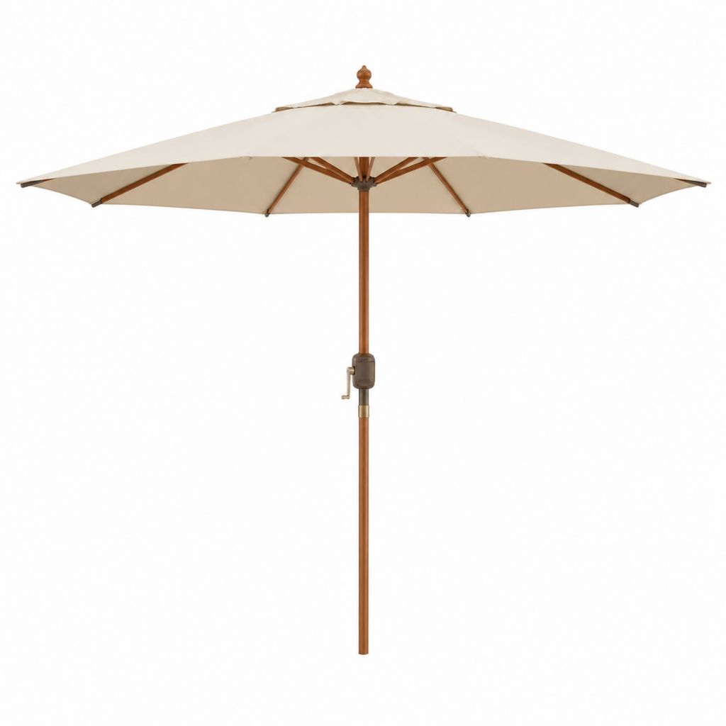 Sonnenschirm creme Polyester Hartholz achteckig Ø 300 cm Höhe 250 cm