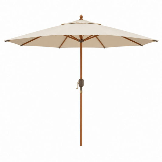 Sonnenschirm creme Polyester Hartholz achteckig Ø 300 cm Höhe 250 cm