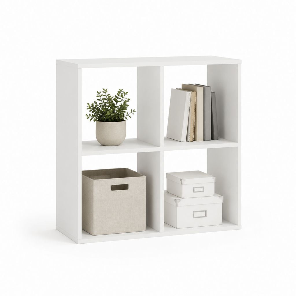 Würfelregal Bücherregal Weiß Spanplatte 2x2 Fächer 60 x 60 x 30 cm