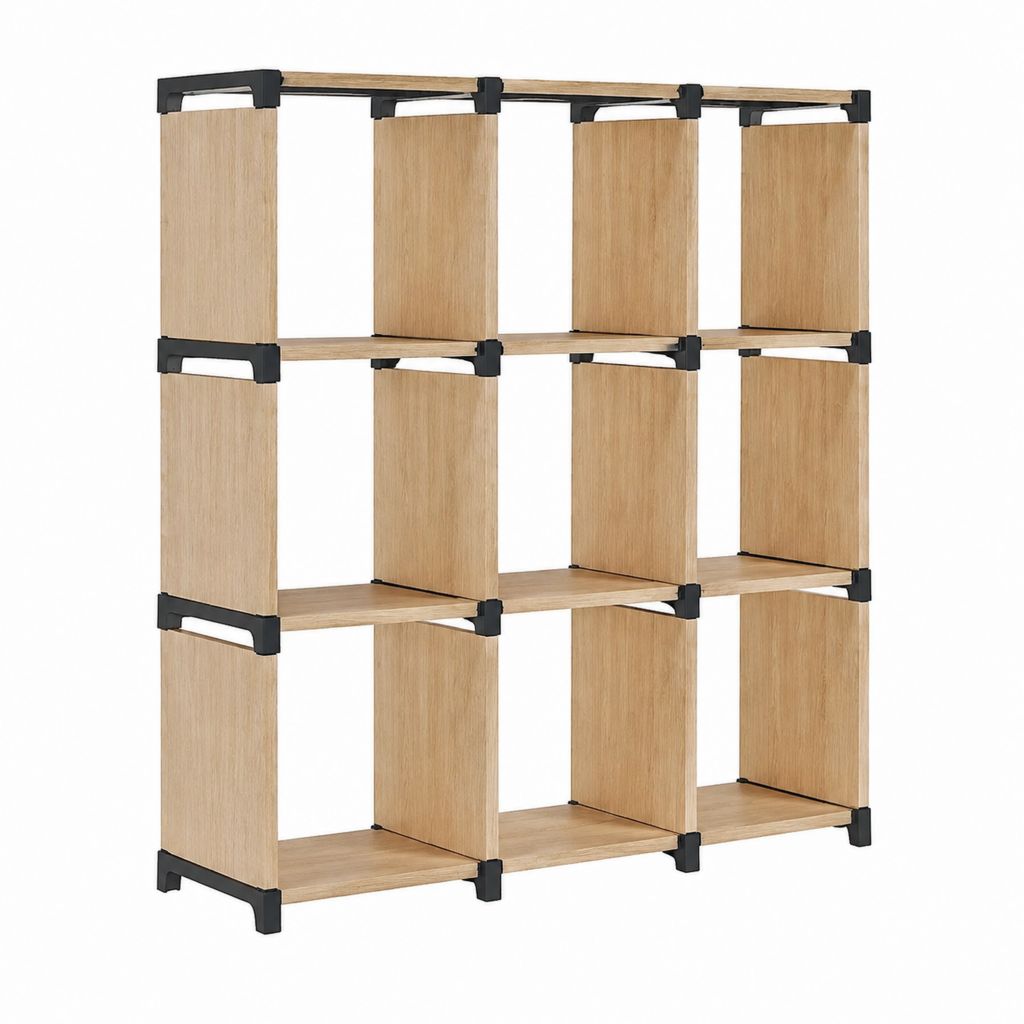 Standregal 12 Fächer Eicheoptik Spanplatte Kunststoff 128 x 30 x 128 cm