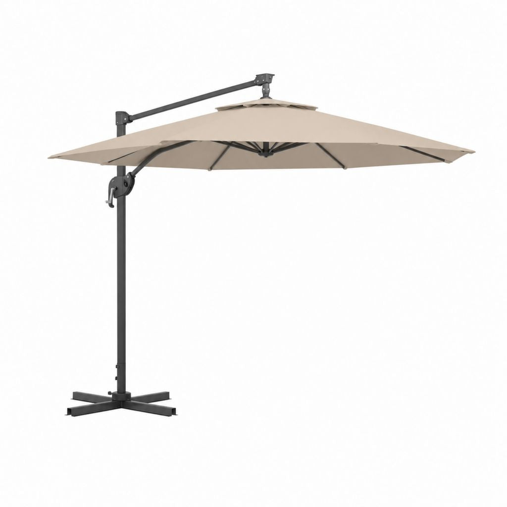 Ampelschirm Sonnenschirm Beige Polyester quadratisch 300 x 300 cm mit Stahlgestell