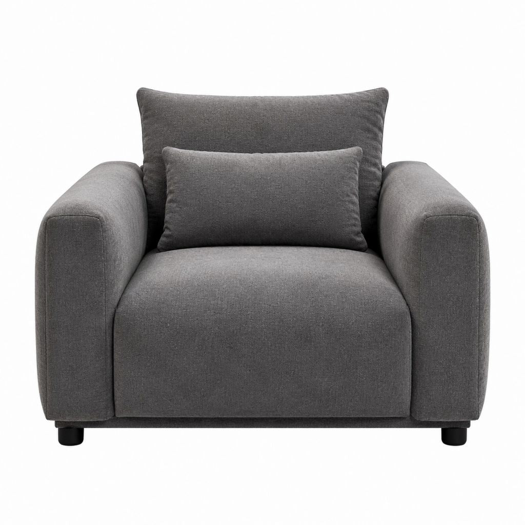 Sessel Dunkelgrau aus Polyester mit 2 Kissen 105 x 90 x 85 cm