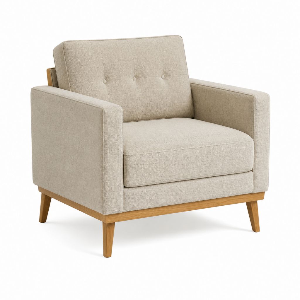 Sessel Beige mit Polyesterbezug und Massivholzgestell 80 x 78 x 84 cm