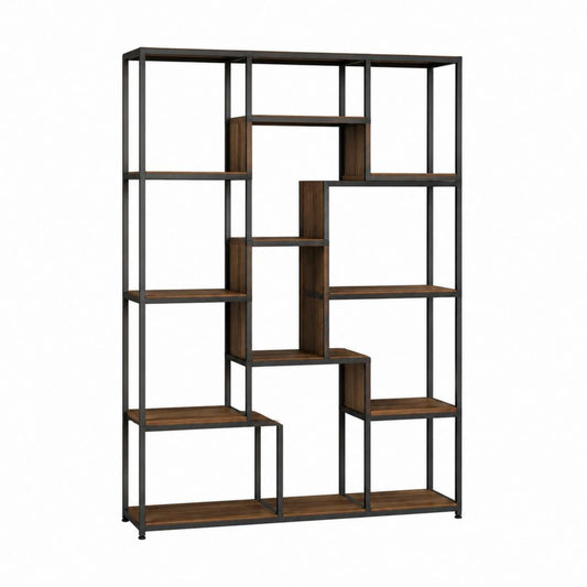 Bücherregal Standregal Braun Schwarz aus MDF und Stahl 120 x 30 x 180 cm
