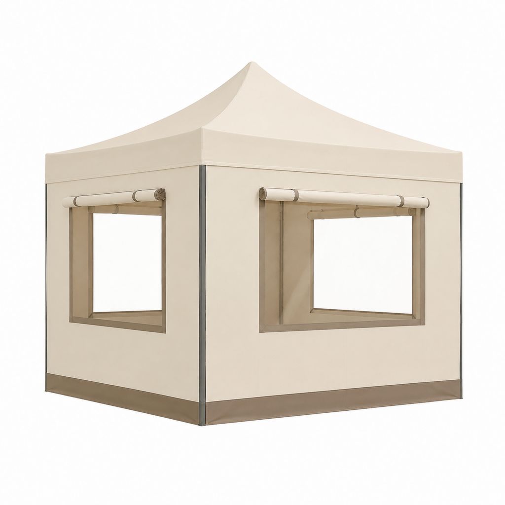 Faltpavillon Creme aus Polyester mit Stahlgestell 300 x 300 x 270 cm
